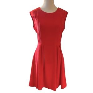 BRIGITTE BAILEY FIT AND FLARE PANEL DRESS SALMON RED SIZE MEDIUM